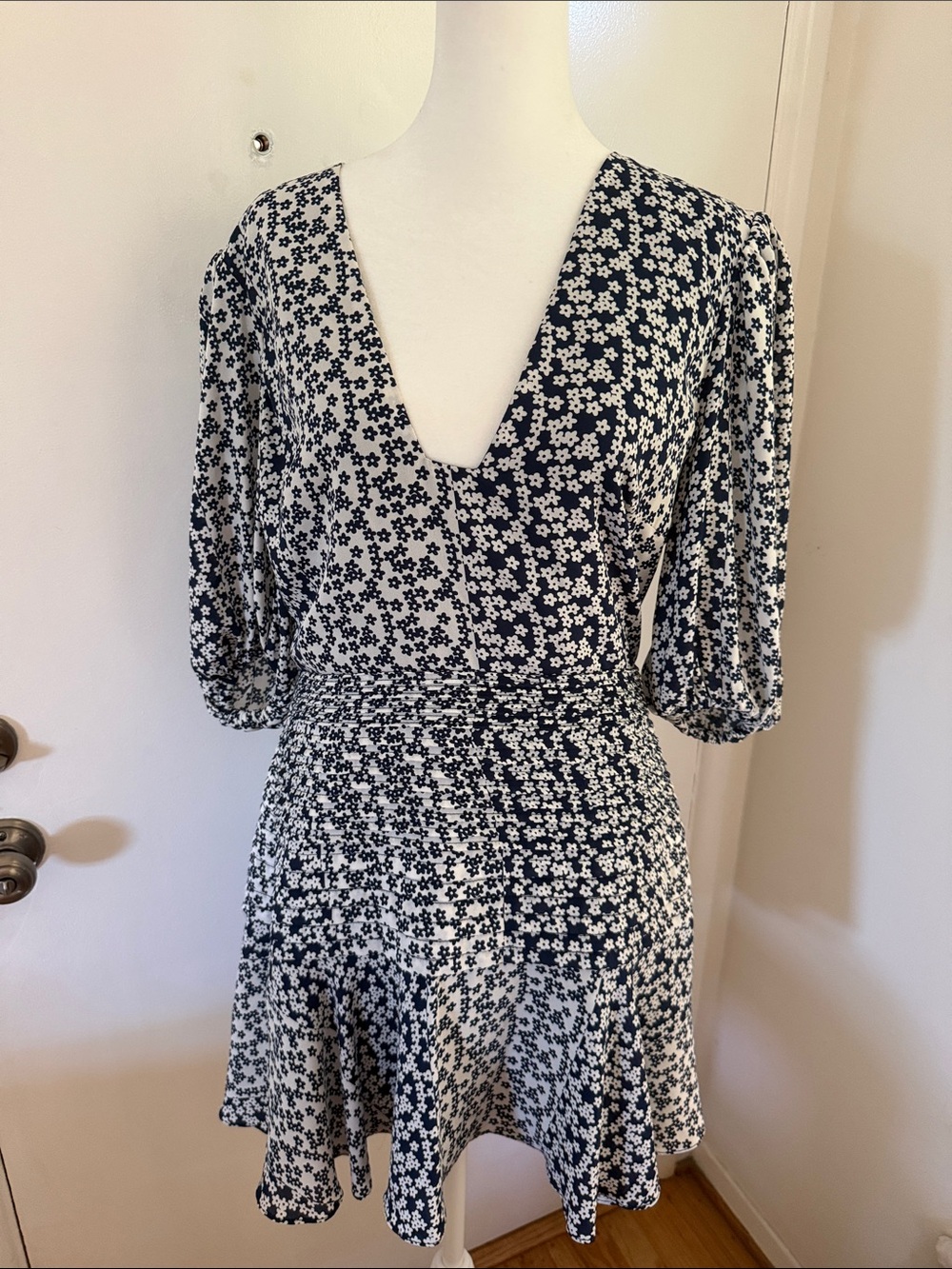 Navy and White Floral Mini Dress